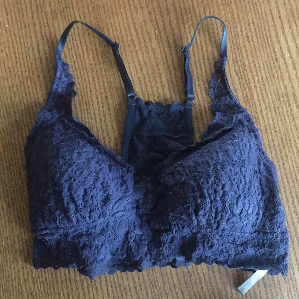 Aerie NWOT navy racerback lace bralette small